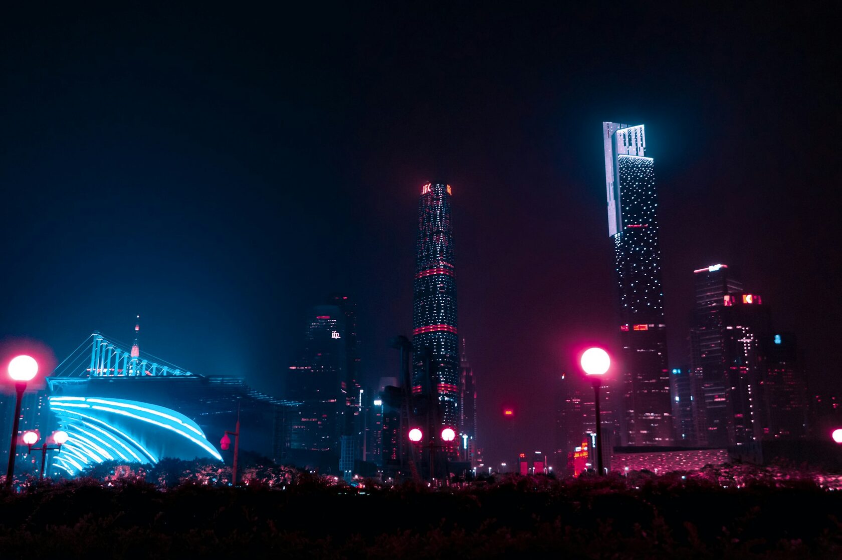 Night city lights background