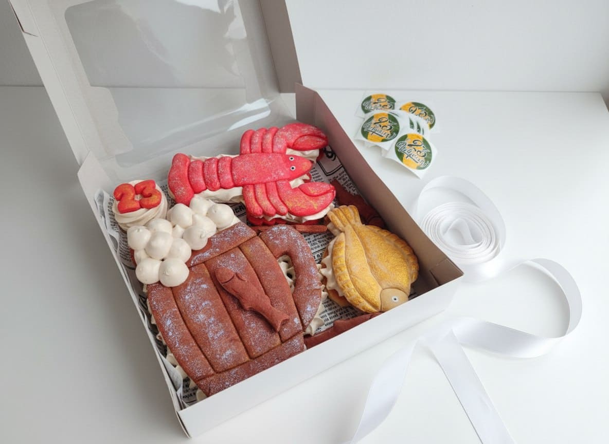 Набор к 23,кружка, рак и камбала, завиток 23, печенье и зефир 1