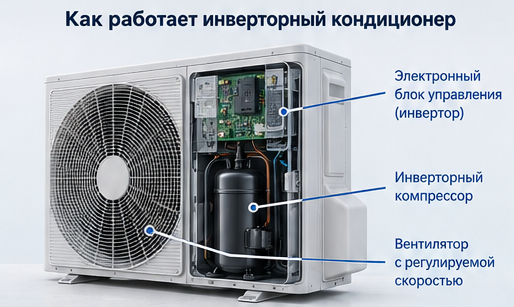 Принцип работы инверторного кондиционера