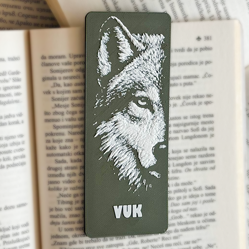 Bookmarker Vuk – obeleživač za knjige sa motivom vuka iz kolekcije Životinje Crne Gore