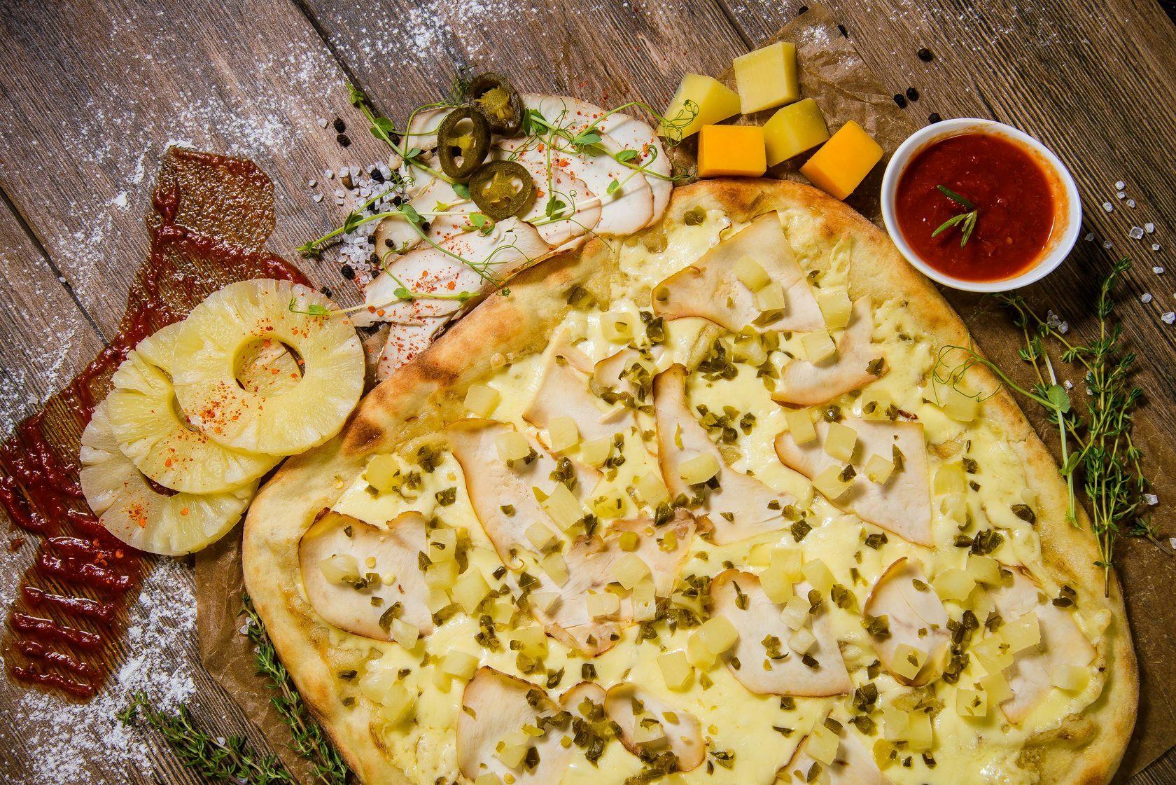 белый соус для пиццы с курицей и ананасами рецепт (120) фото