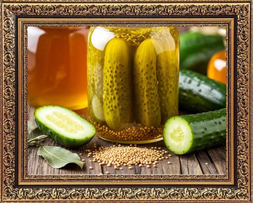 Маринованные огурцы с мёдом, горчицей и лавровым листом