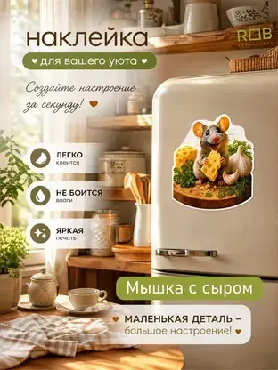 Интерьерная наклейка «Мышка с сыром» REVOLUTBOX