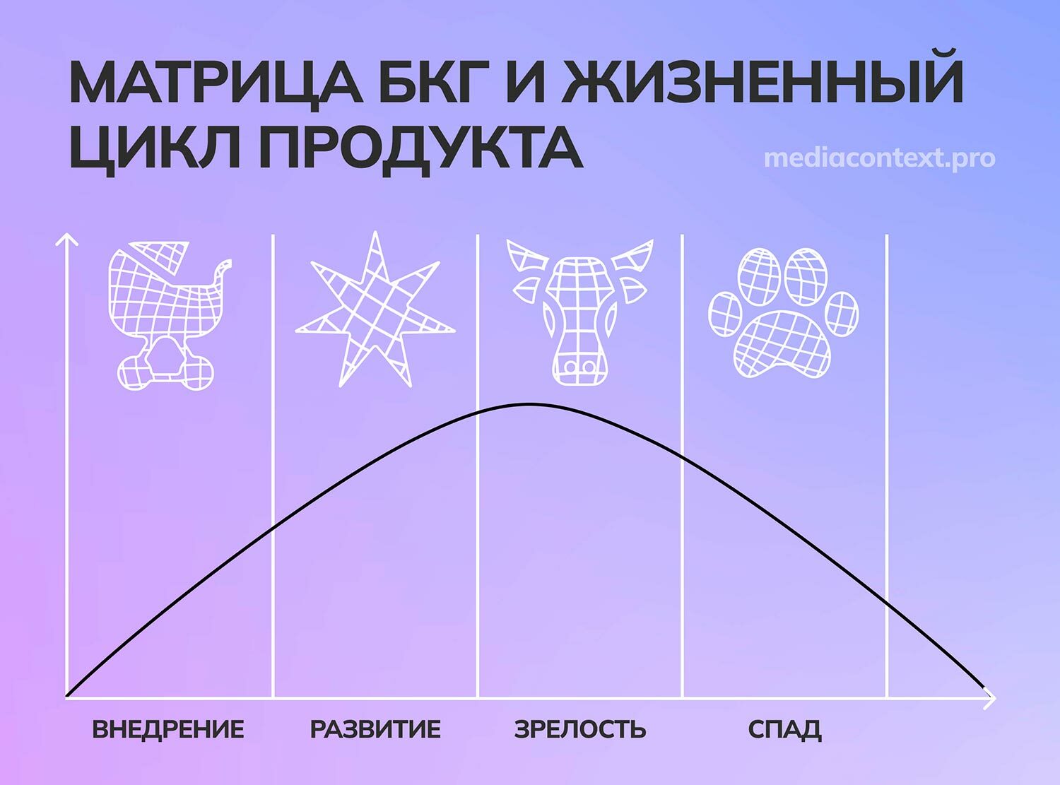 Бостонская матрица БКГ: доли рынка. Звезды, собаки, коровы