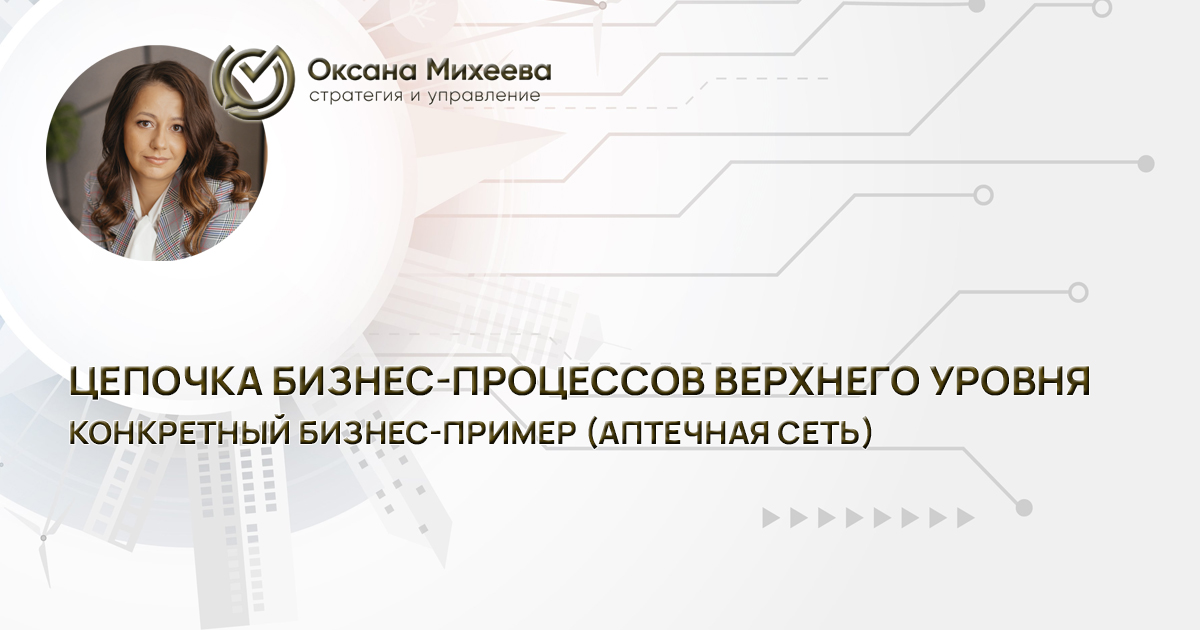 Цепочка бизнес-процессов верхнего уровня, цепочка добавленной стоимости на примере аптечной сети от Михеевой Оксаны