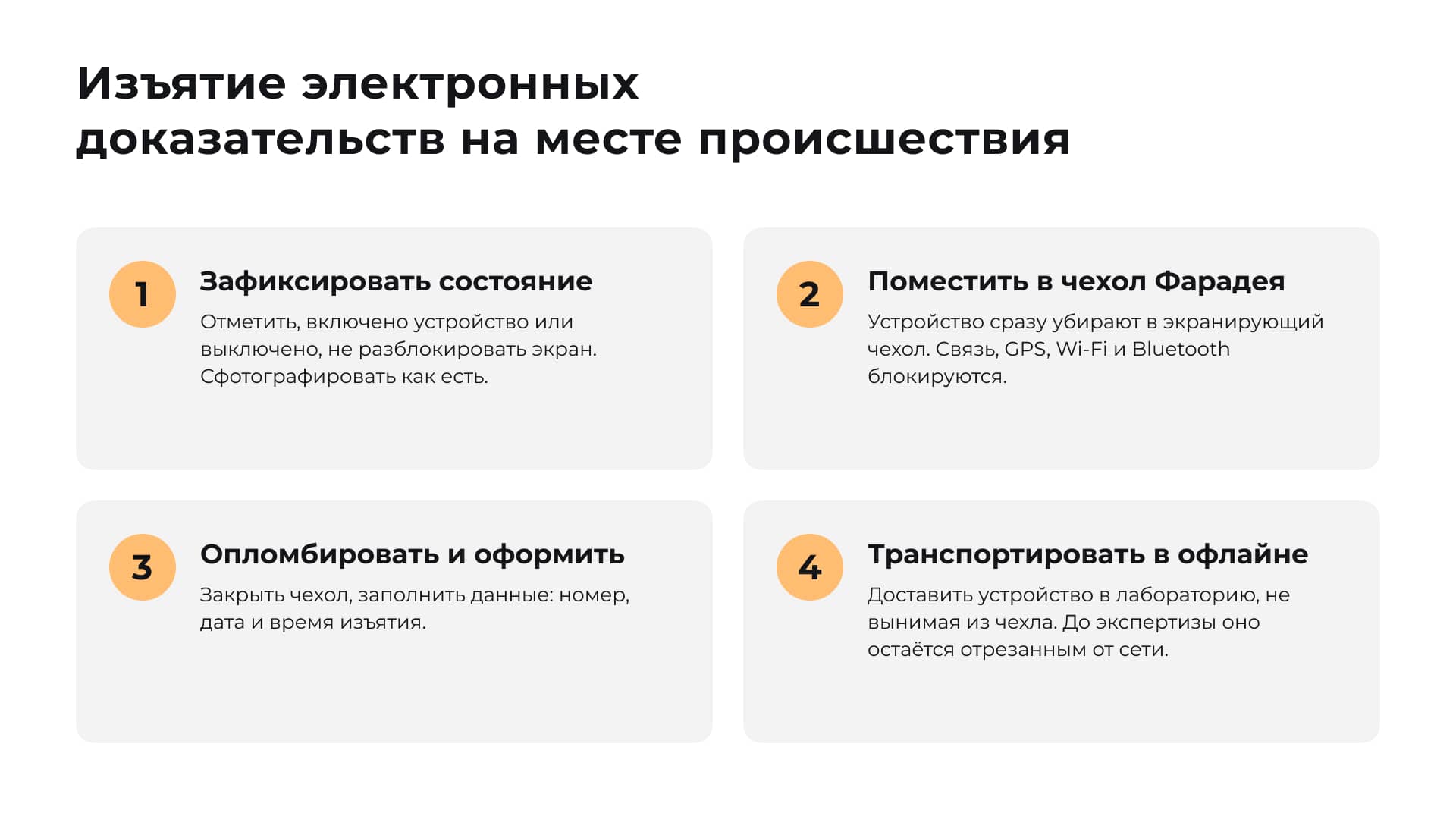 Изъятие электронных доказательств с применением чехла Фарадея для форензики