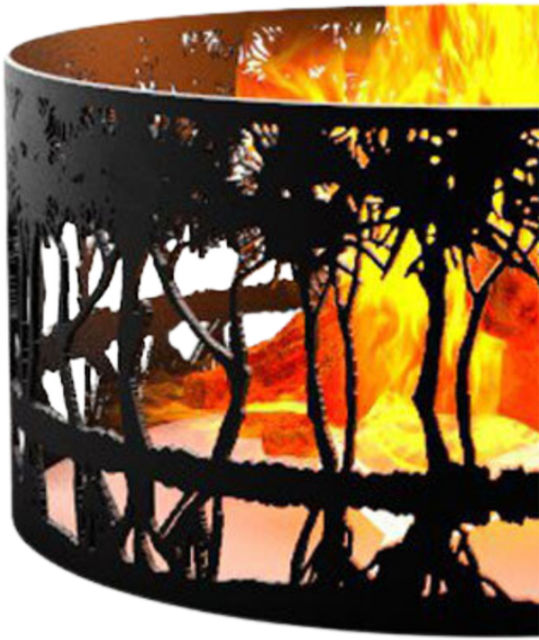 кованое кольцо для костра с горящим огнем