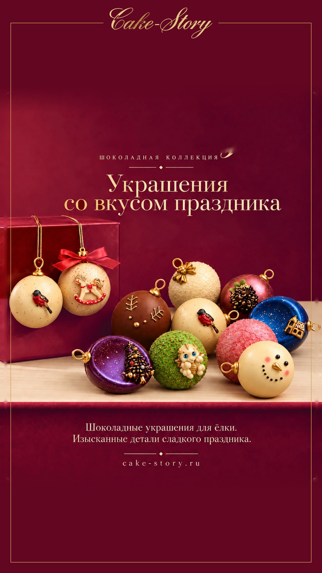 Шоколадные ёлочные шары — Cake-Story
