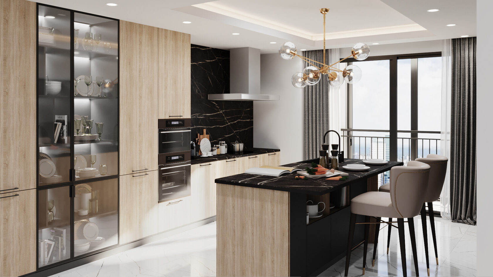 Заказать кухню «Джульетта» Дуб Бардолино с островом в стиле Неоклассика ...