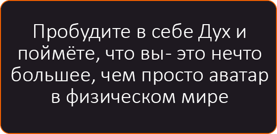 Пробудите в себе Дух и поймёте, что вы-это нечто большее, чем просто аватар в физическом мире.