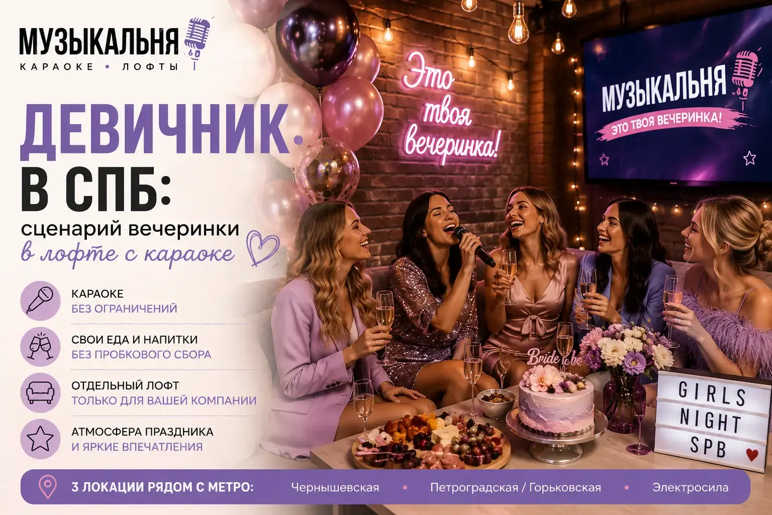 Девичник в СПб: идеи и сценарий вечеринки в лофте с караоке