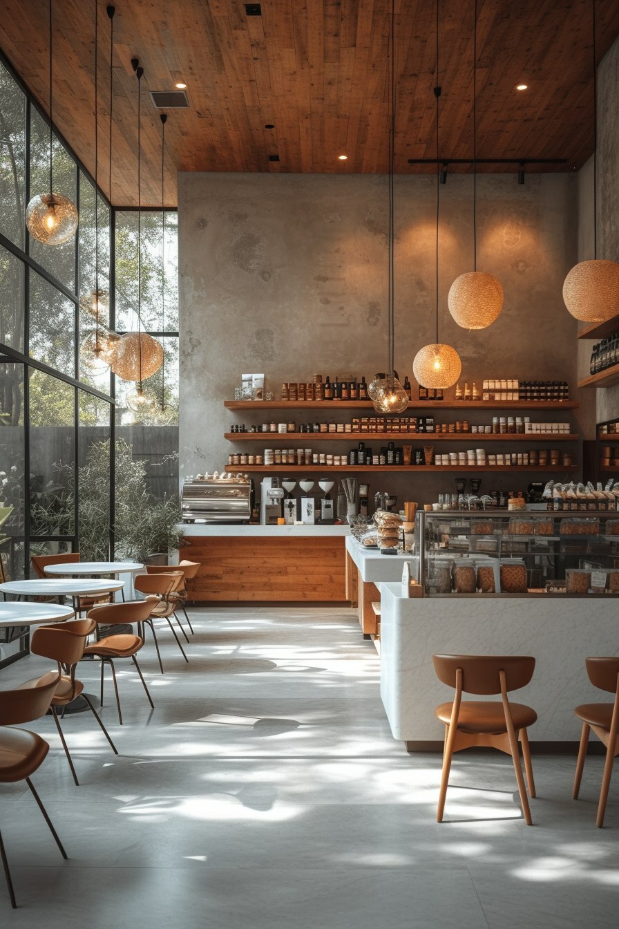 Интерьер кафе в стиле минимализм