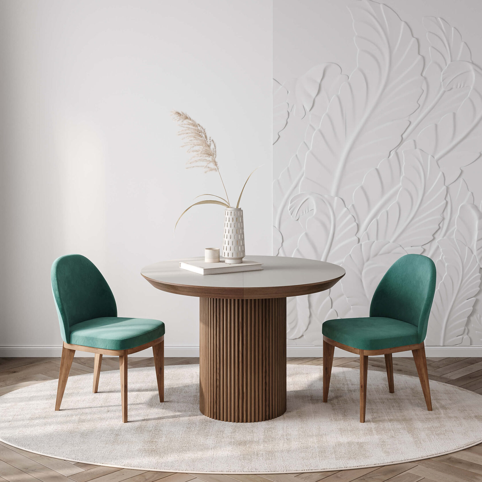 Круглый раздвижной обеденный стол Fenix покрытие пластик - NAPILILI