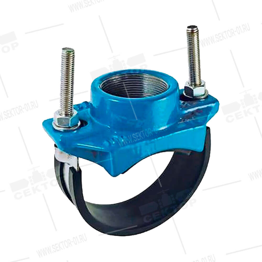 Седёлка хомутовая резьбовая (DN500 — хомут; G4\" — резьба; PN16)