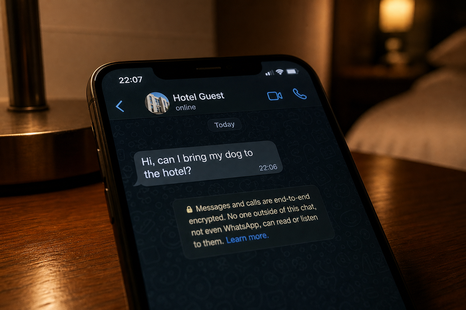 Guest inquiry received at 10 PM on mobile phone before hotel booking