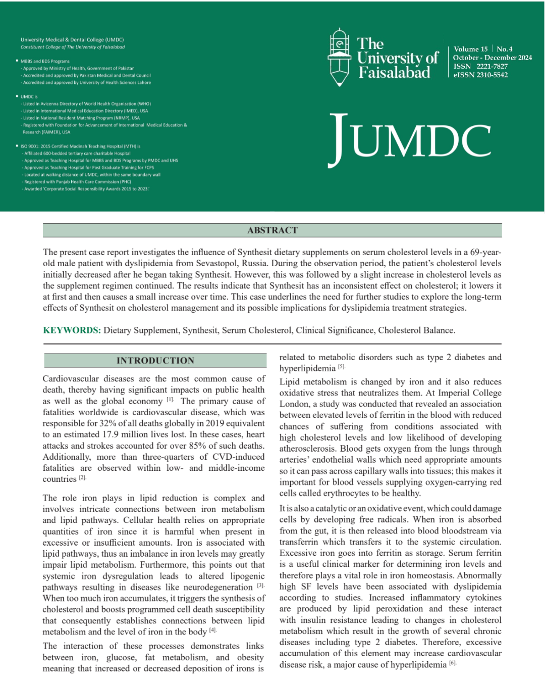 Published Case Report Journal Cover