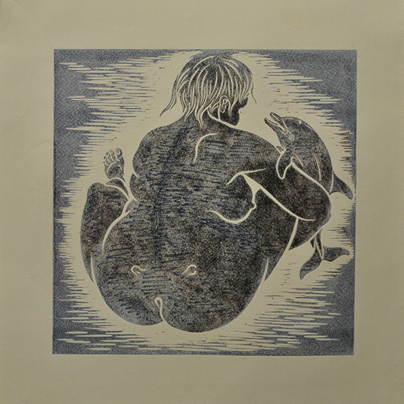 engraving linocut Nude