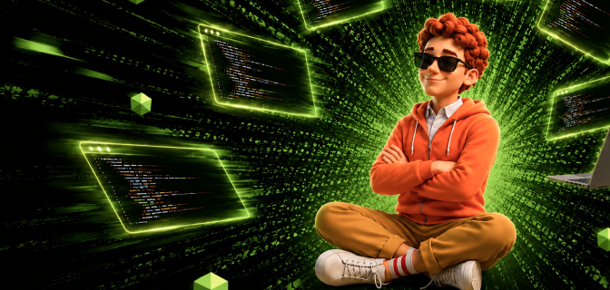 Студент пишет код на JavaScript