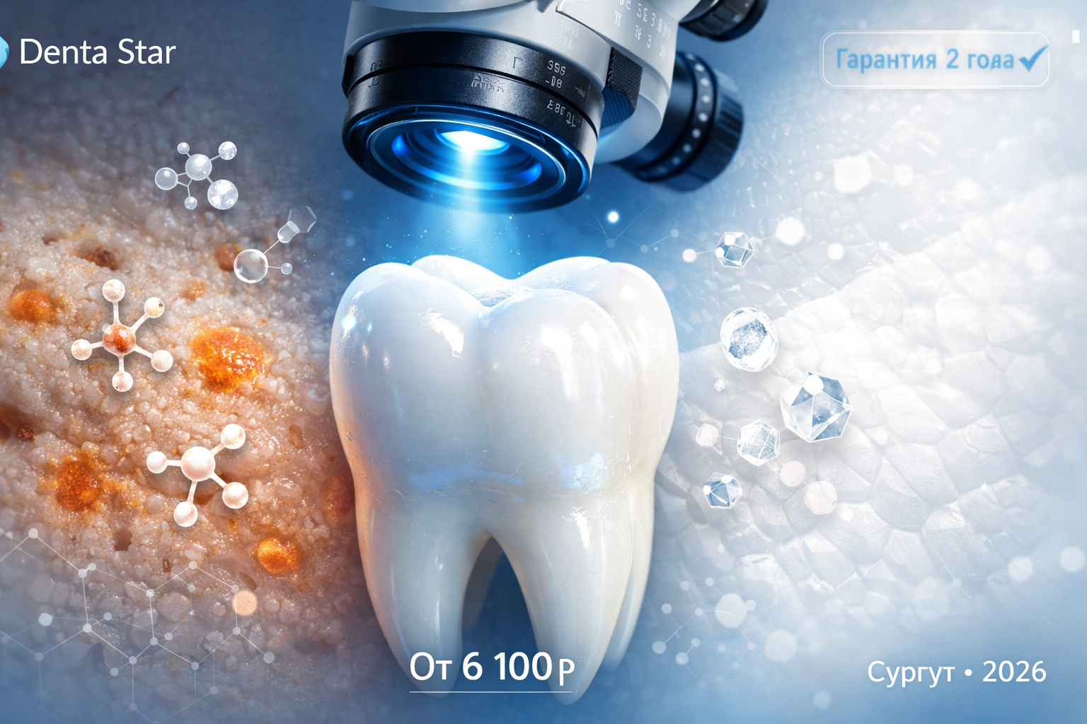 Сколько стоит вылечить кариес в Сургуте? От 6100₽ в Denta Star. Лечение под микроскопом, премиум-материалы, гарантия 2 года.