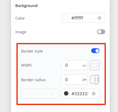 Adjust border settings for section