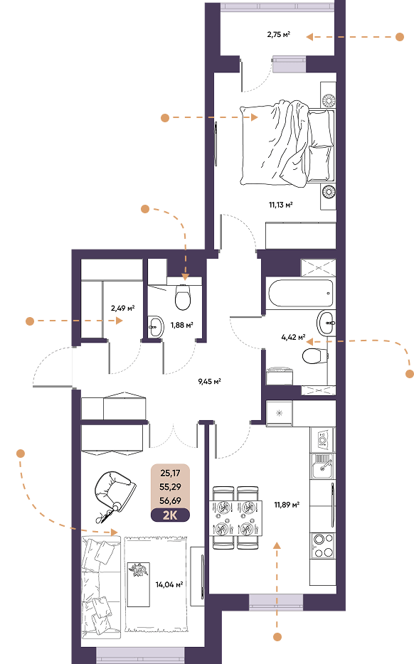 ЖК ПараПарк комфорт-класса, купить 2 комнатную квартиру