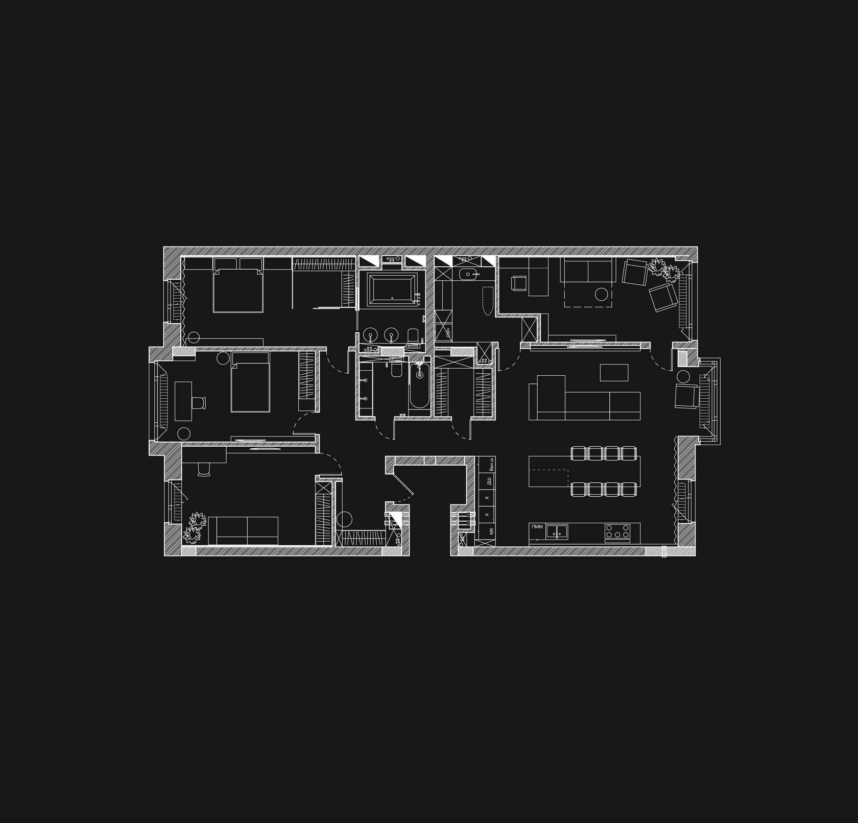 Residential complex ZILART, Moscow, apartment interior design 182 sq m