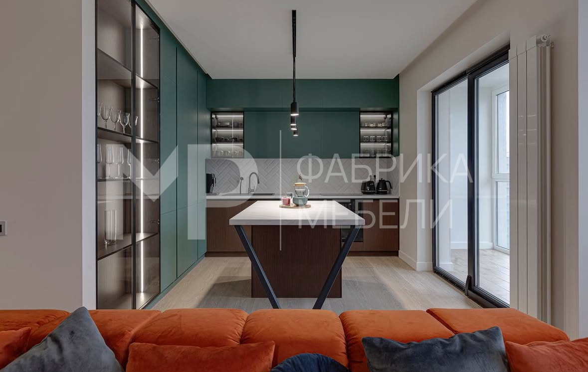 кухня с островом в стиле хай-тек