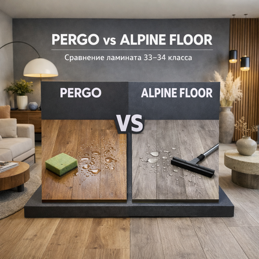 Ламинат Pergo vs Alpine Floor — что выбрать для кухни и прихожей: влагостойкость и 33–34 класс. Шоурум Parket Brothers в СПб, доставка по РФ.