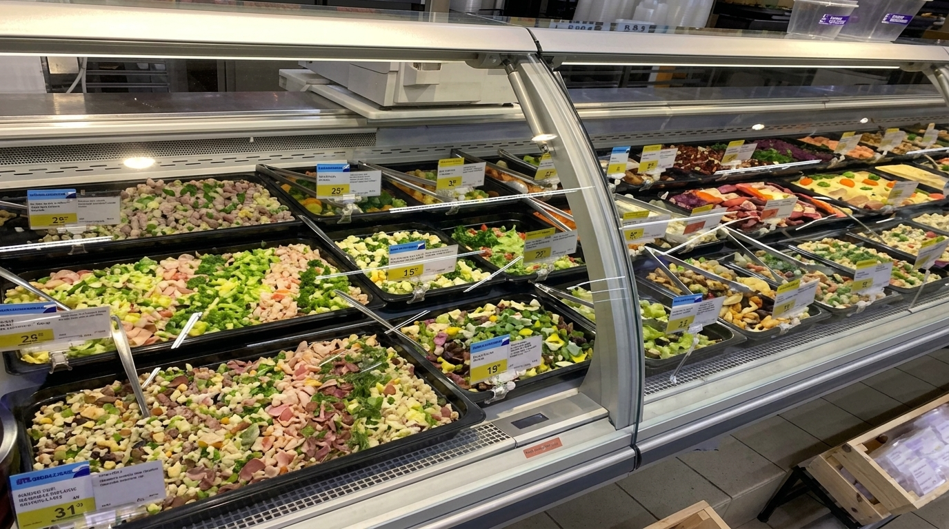 Полка торгового зала с промаркированной продукцией