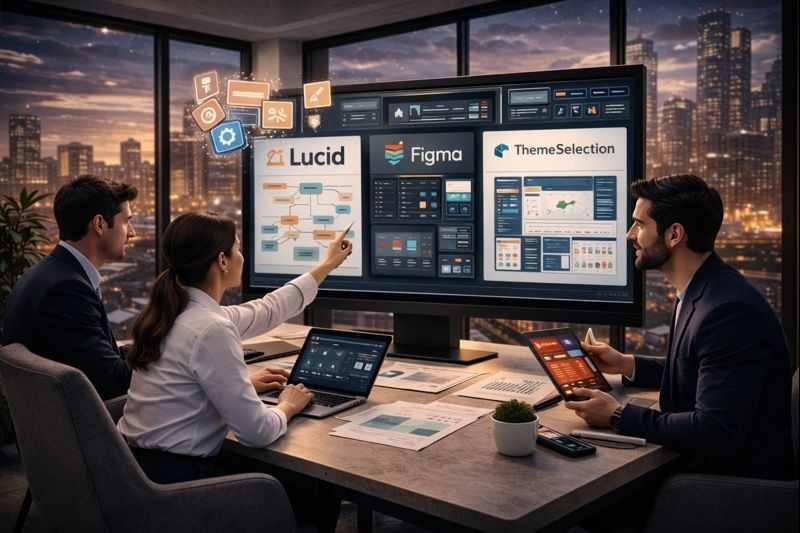 Programa de referidos SaaS: equipo revisando dashboard en laptop, luz cálida, estilo cinematográfico