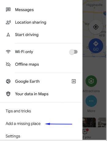 add app add a missing place