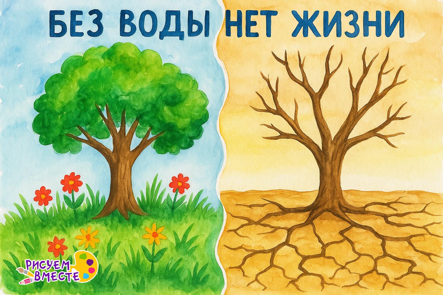 Что нарисовать на тему «Берегите воду» — сухая земля и природа