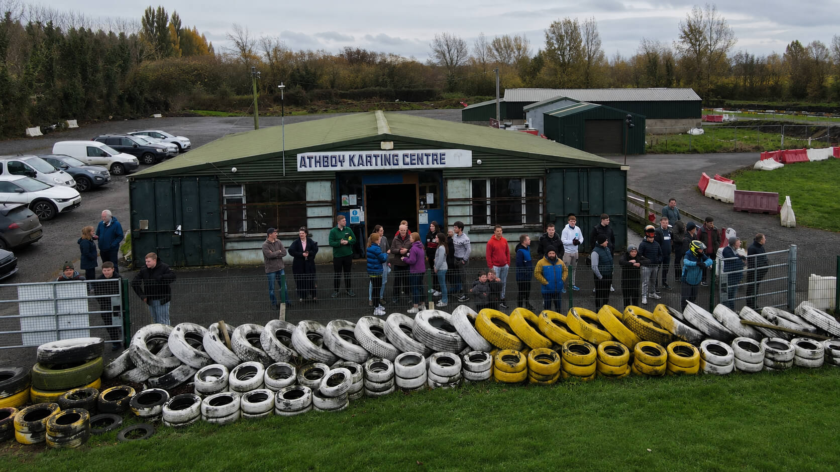Outdoor go karting group racing on the track at Athboy Karting Centre in Co. Meath