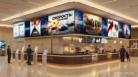 Касса и афиши кинотеатра (визуализация)