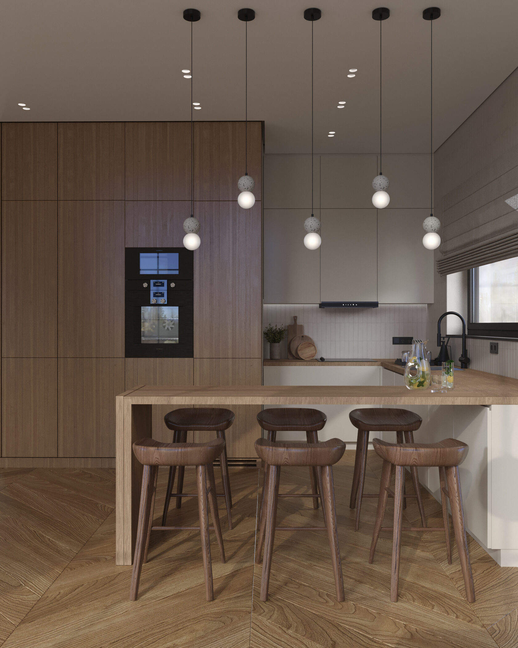 Зона тв с мрамором и молдингами