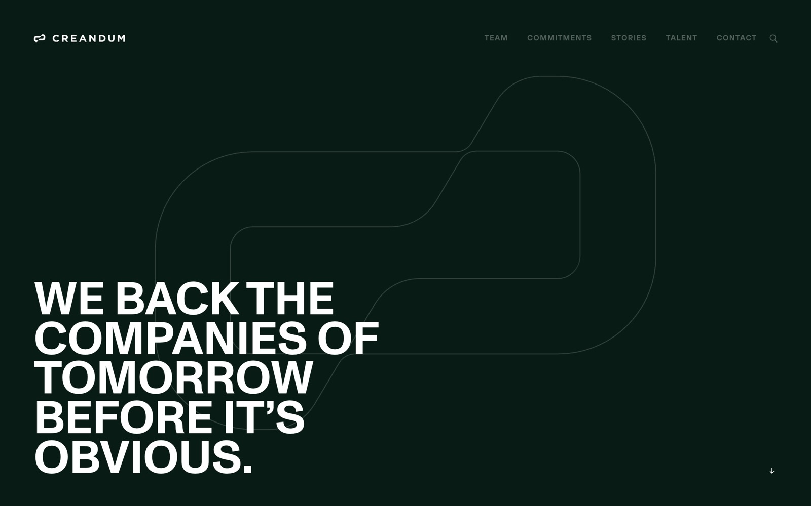 Creandum homepage screenshot: Stockholm-based early-stage venture capital firm