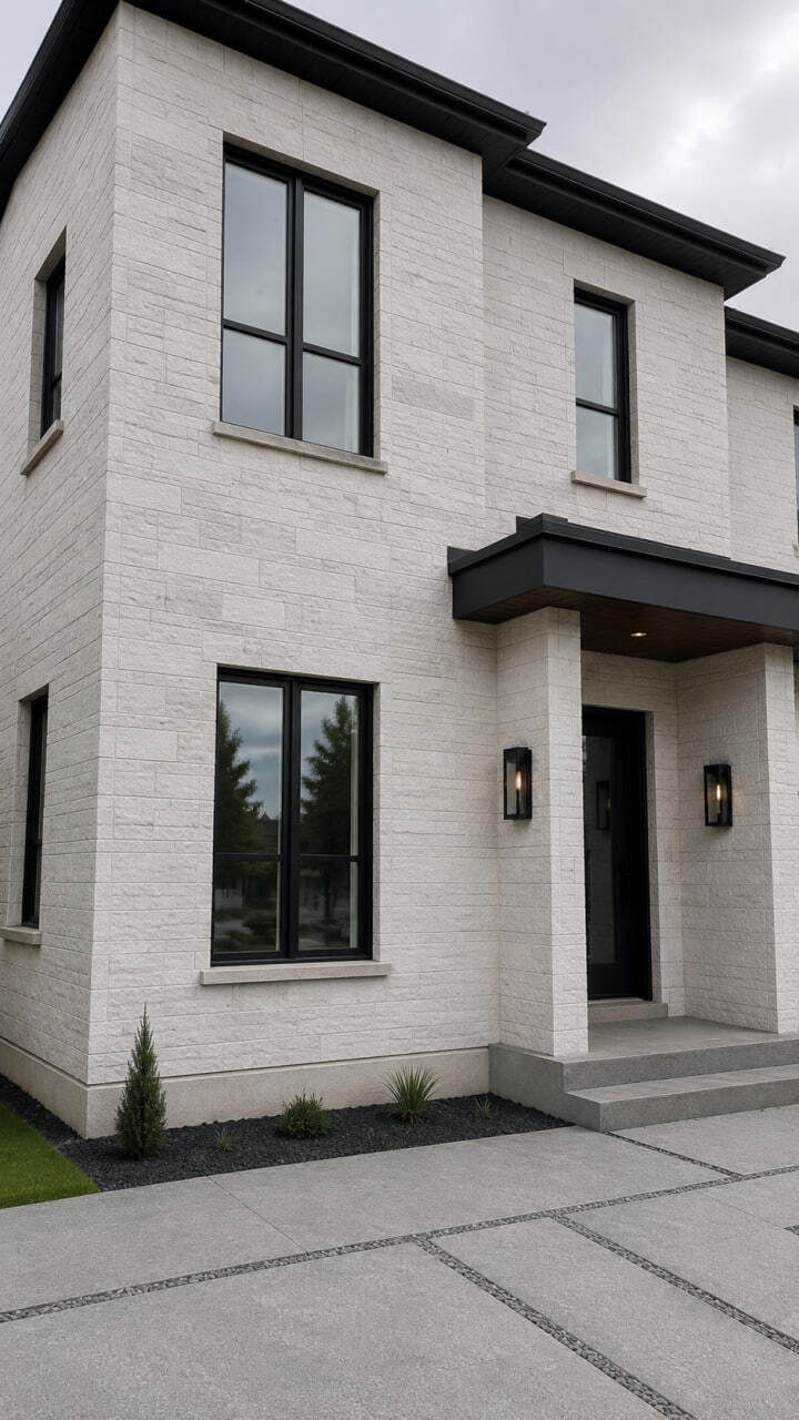 Flexible Tile Imitating White Brick for a Light and Neat Facade