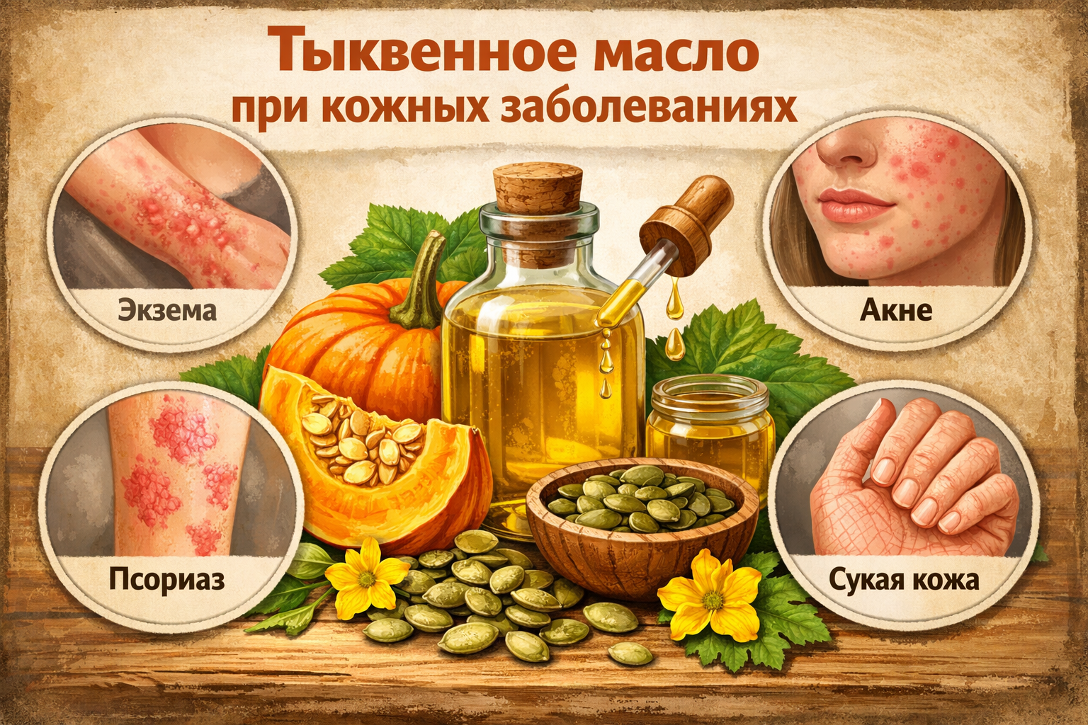 Тыквенное масло при кожных заболеваниях