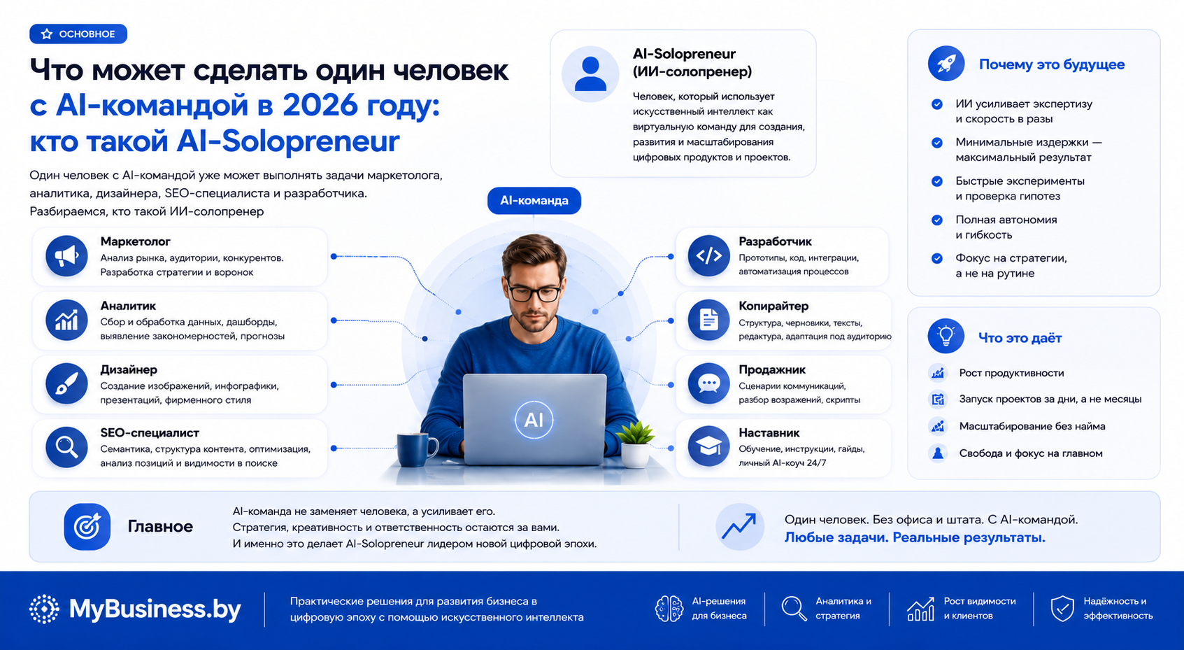 Что может сделать один человек с AI-командой в 2026 году — AI-Solopreneur и виртуальная команда из ИИ-инструментов