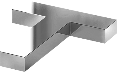 Лицо и борт металлической буквы из стали