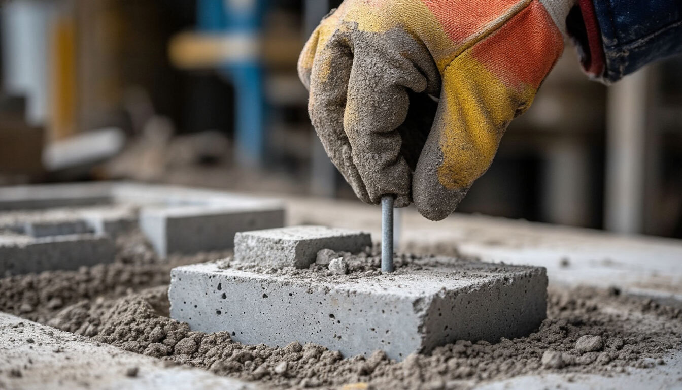 Испытание контрольных образцов бетона