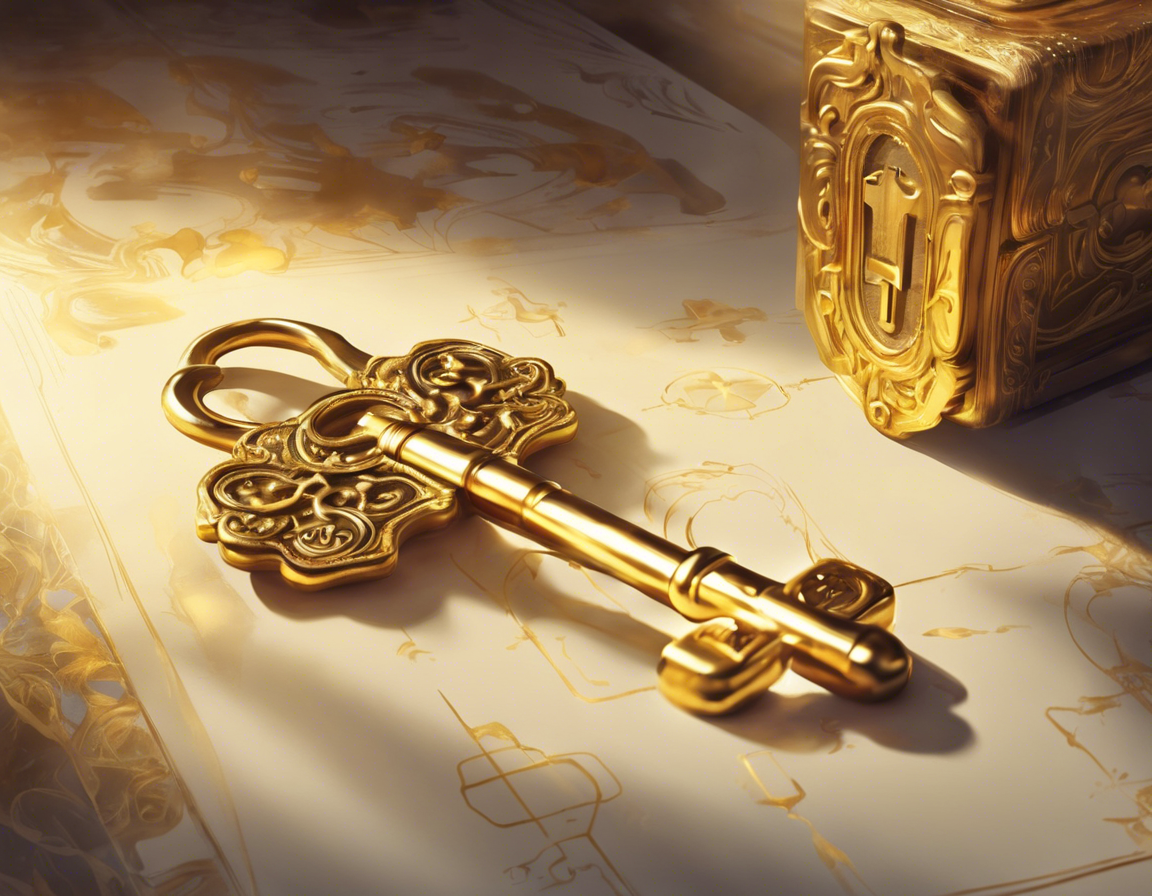 золотой ключ, открывающий светлое будущее, символизирующий ключевые шаги к успешной онлайн-рекламе