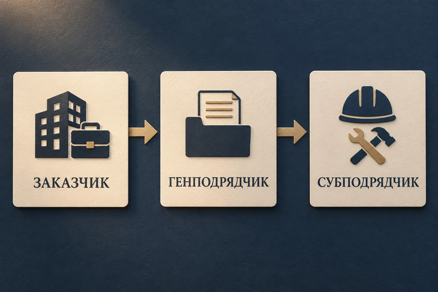 Схема договорной цепочки: заказчик, генподрядчик и субподрядчик