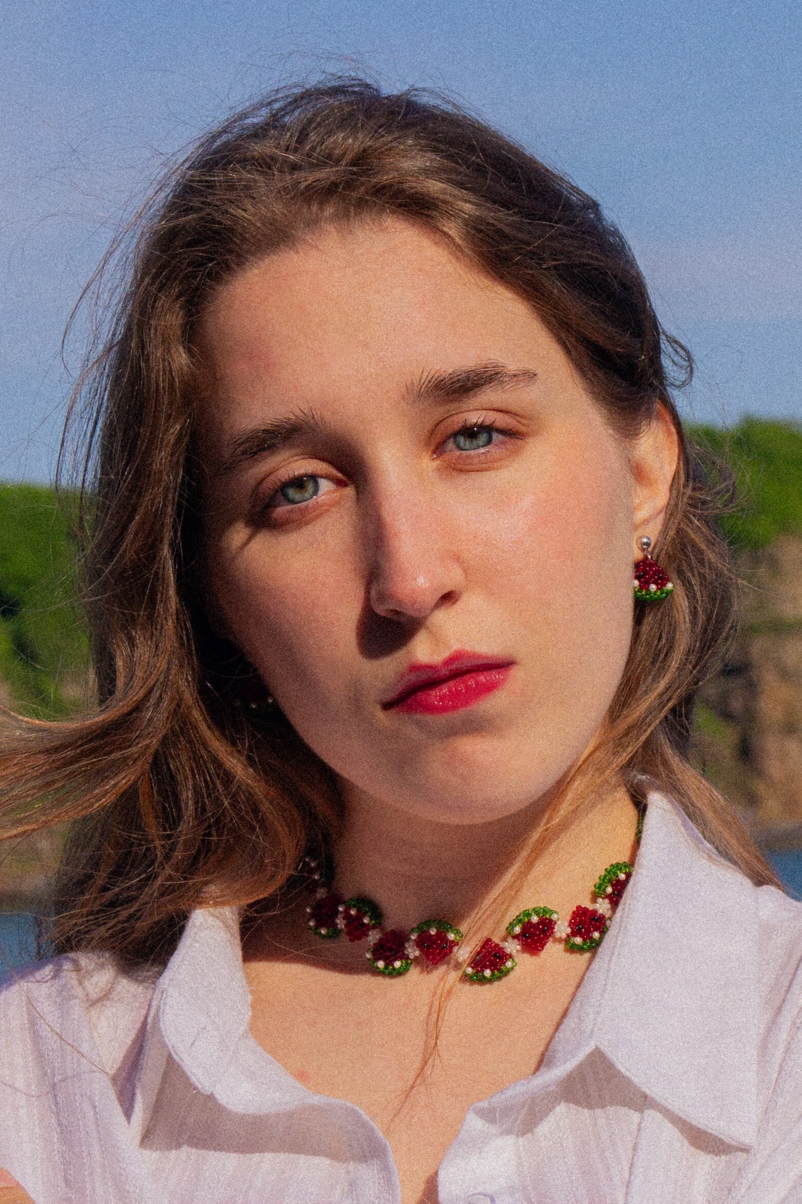 Колье ручной работы из стеклянного бисера Melon Mood