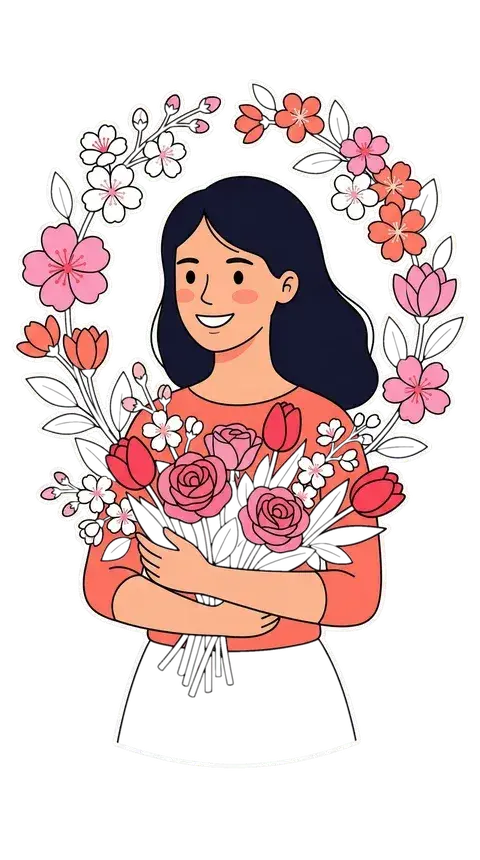 Весенняя девушка с цветами