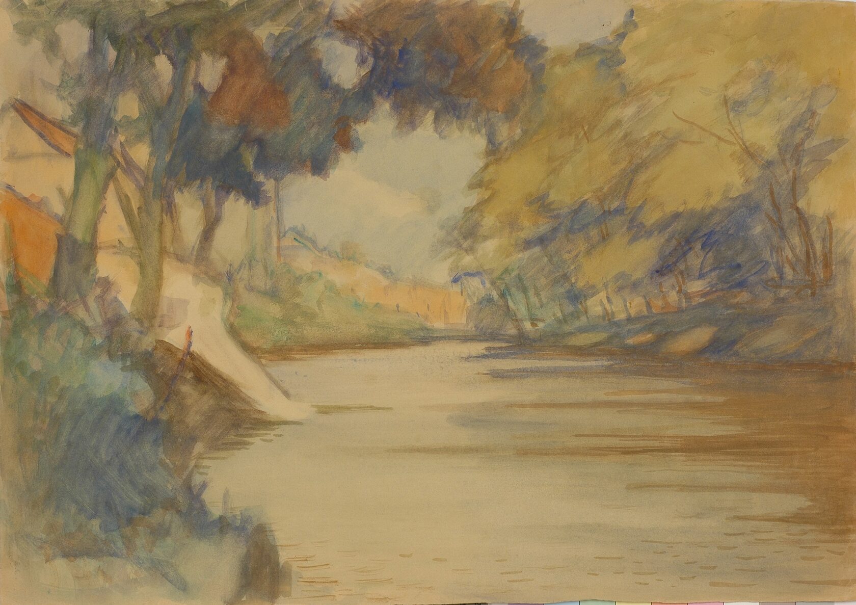 Гончаров А.Д. Пейзаж с рекой. Гумбиннен. 1945