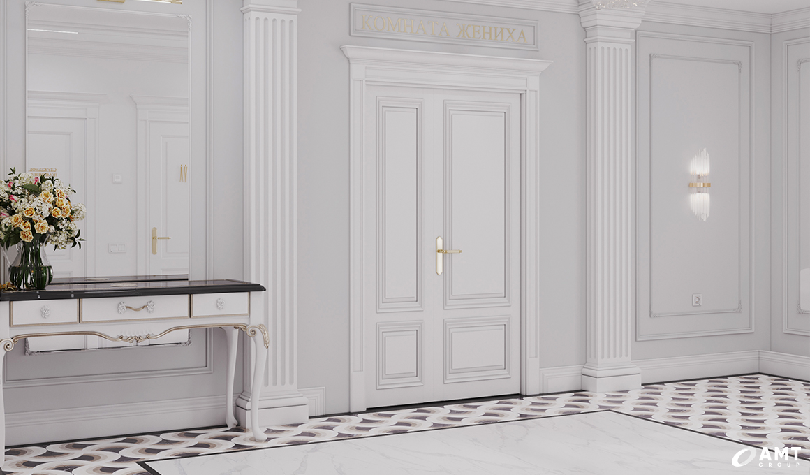 Холл комнаты жениха дома торжеств Prince Palace