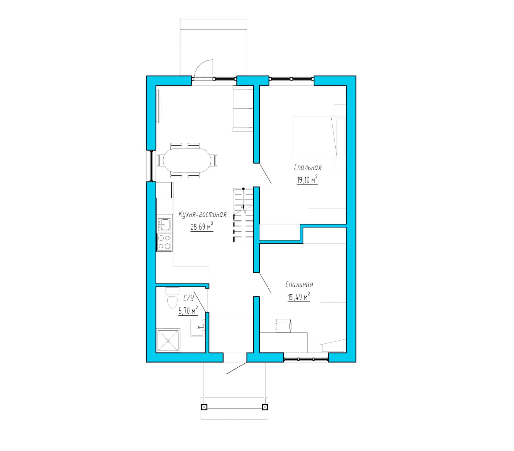 Дом 72 м² с возможностью 2-го этажа 40 м² в Экопоселке «Роса»