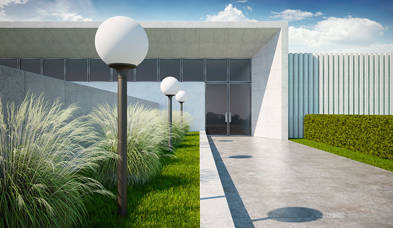 Светильники шары на опорах