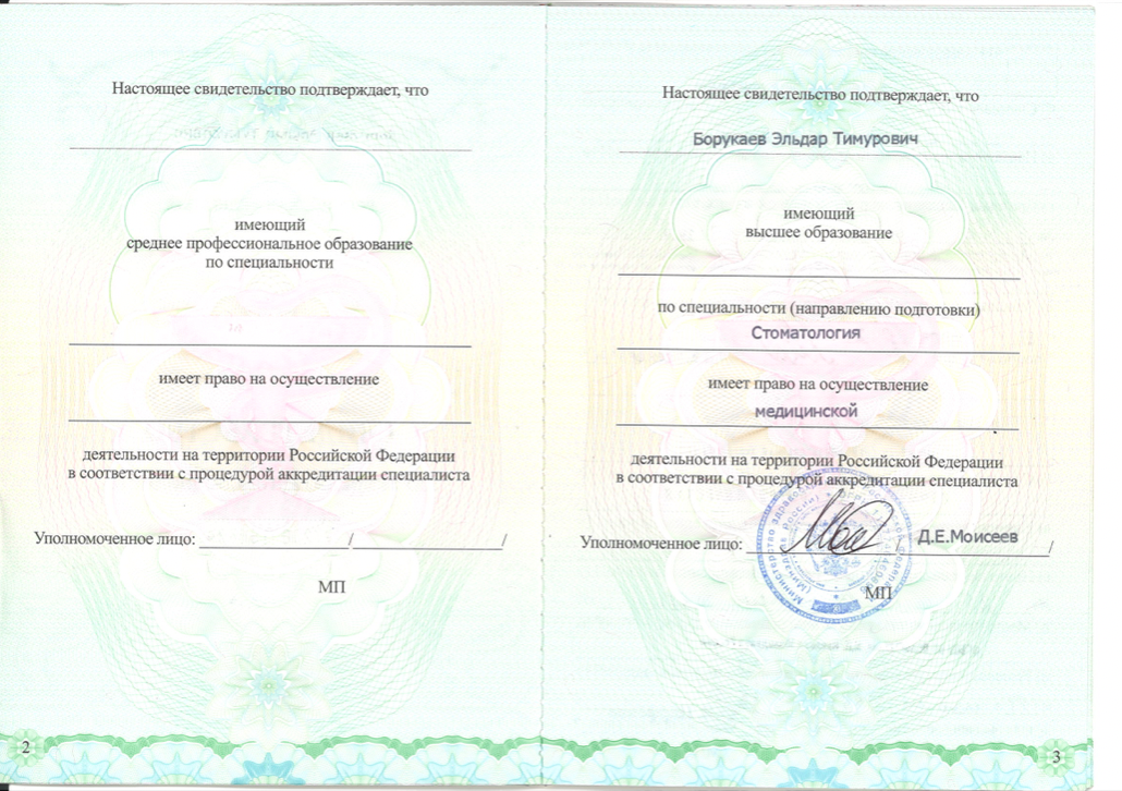 Борукаев Эльдар Тимурович сертификат об образовании 3